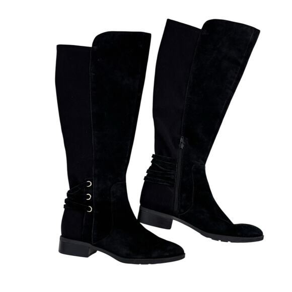 Vince Camuto Pauletta Knee High Suede Boots Size 8M Riding Equestrian Black - Picture 9 of 12